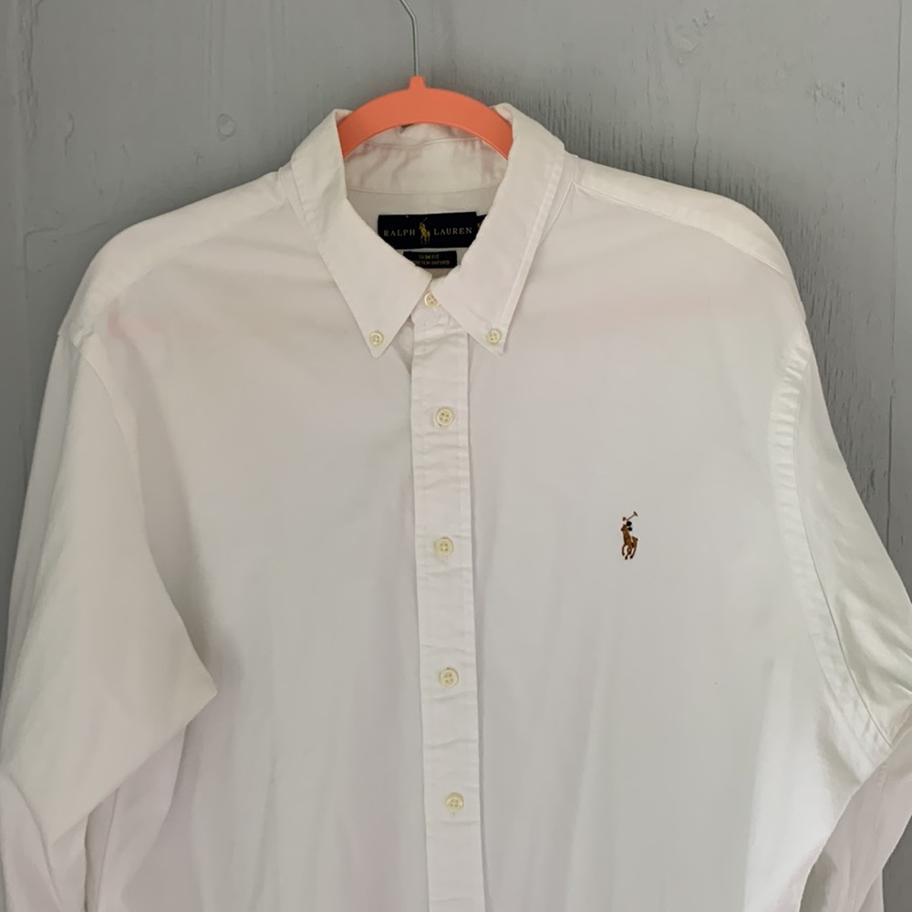 Ralph Lauren Men's Slim Fit Stretch Oxford Shirt XXL/TTG, White, Long Sleeve